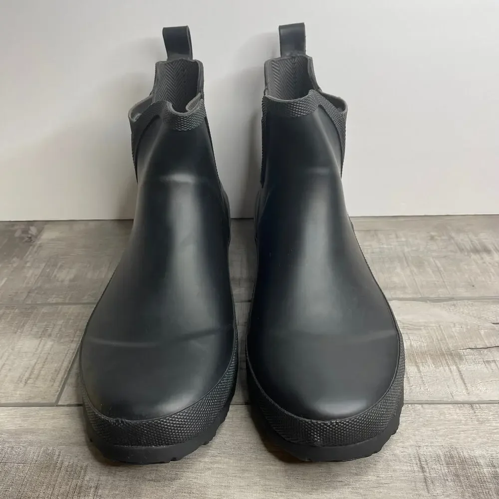NWT CHAPS Matte Black Rubber Rain Boots AEVA BO RAI Sz 10 Slip On Low Top